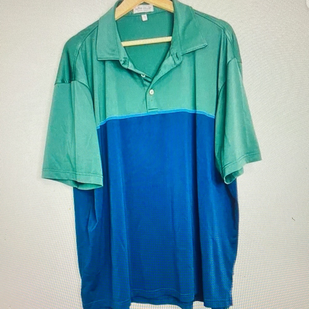 Peter Millar Green and Blue Men's Polo Shirt